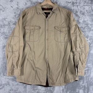 Lee Flannel Lined Shirt Jacket Shacket 100% Cotton Shell Size XL Tan